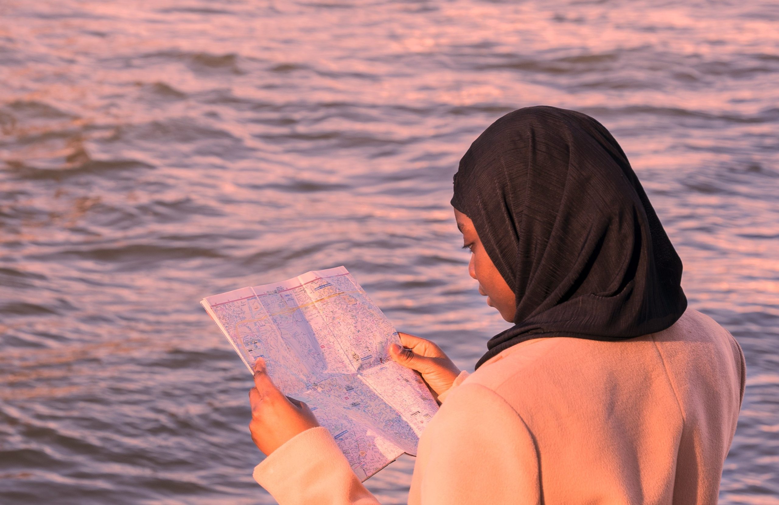 Muslim woman traveling paris